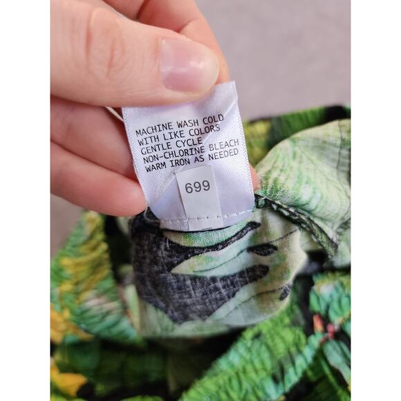 Nicole Miller Wide Leg Pants Womens Size Medium Green Tropical Floral Cropped - Picture 11 of 12